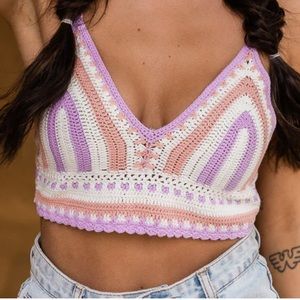 JUST ABOUT OVER YOU LAVENDER MULTI KNIT STRAP BRA TOP